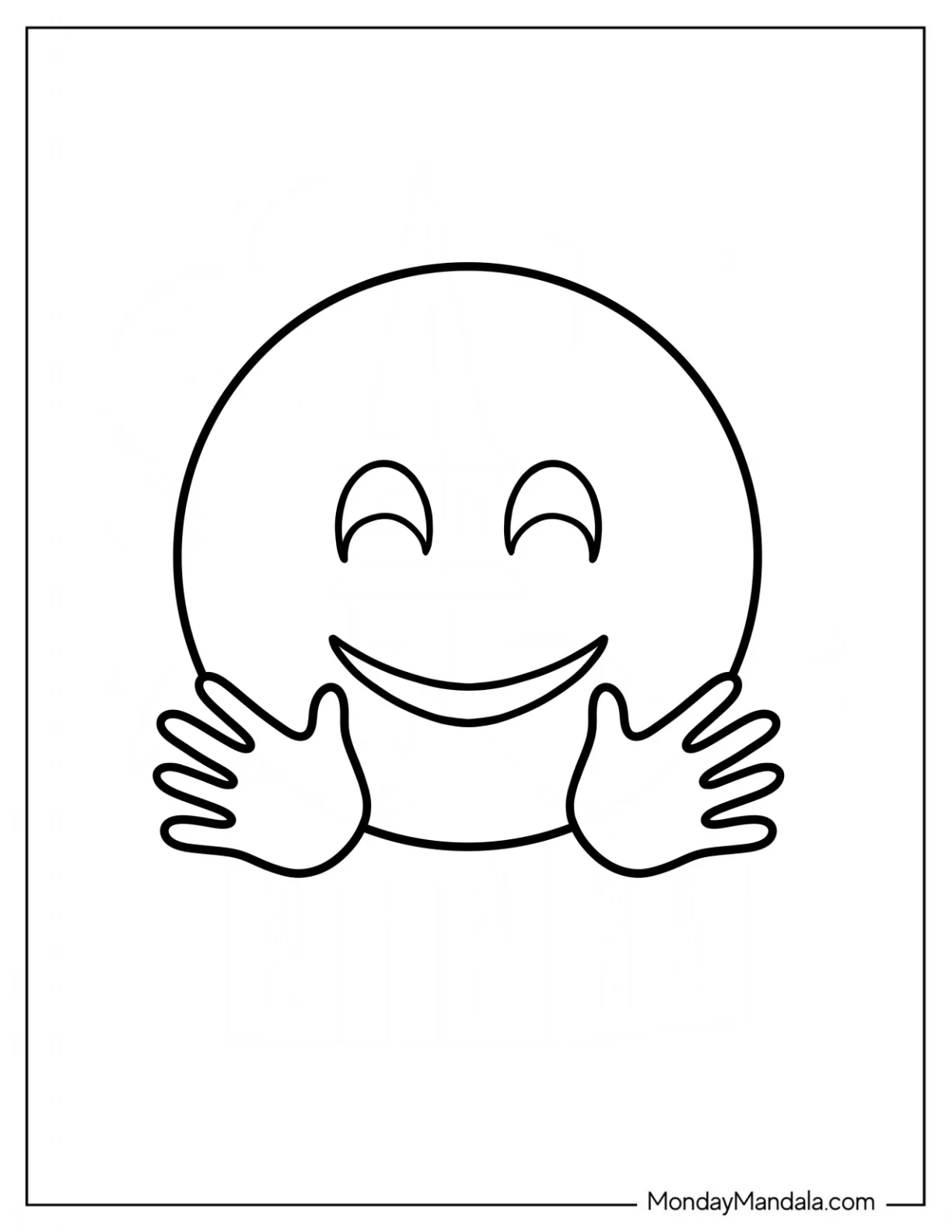 Hugging Face Emoji Coloring Page coloring page