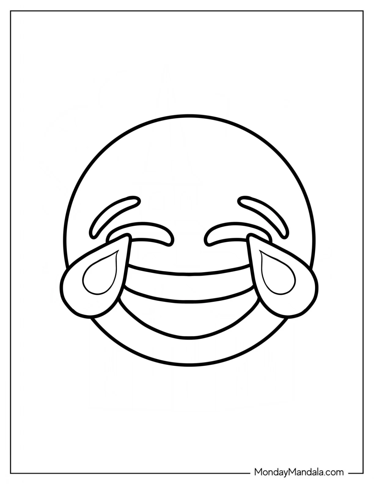 Simple Face With Tears Of Joy Emoji Coloring Page For Preschoolers coloring page