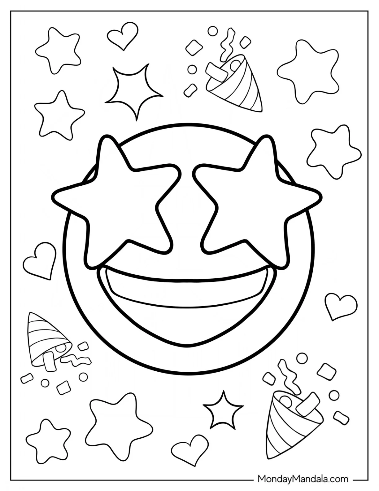 Star Struck Emoji Coloring Page coloring page