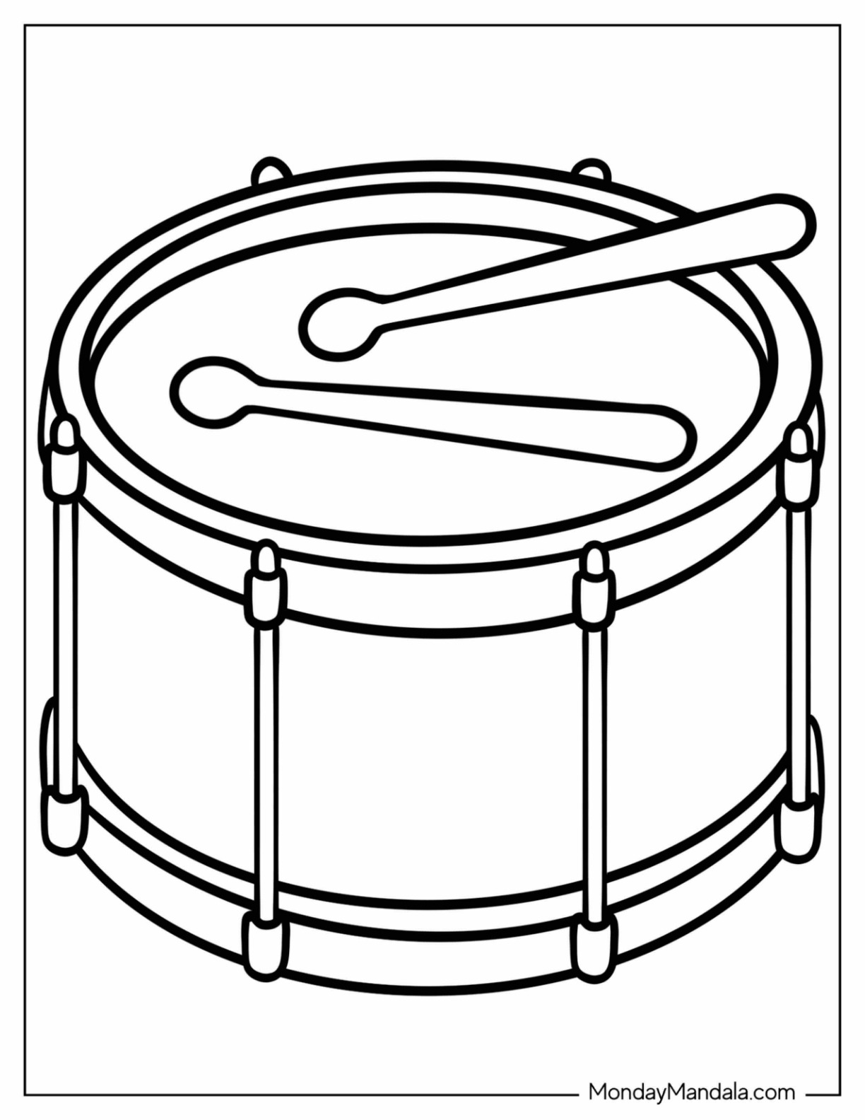Easy Drum with One Stick Coloring Page for Preschoolers coloring page