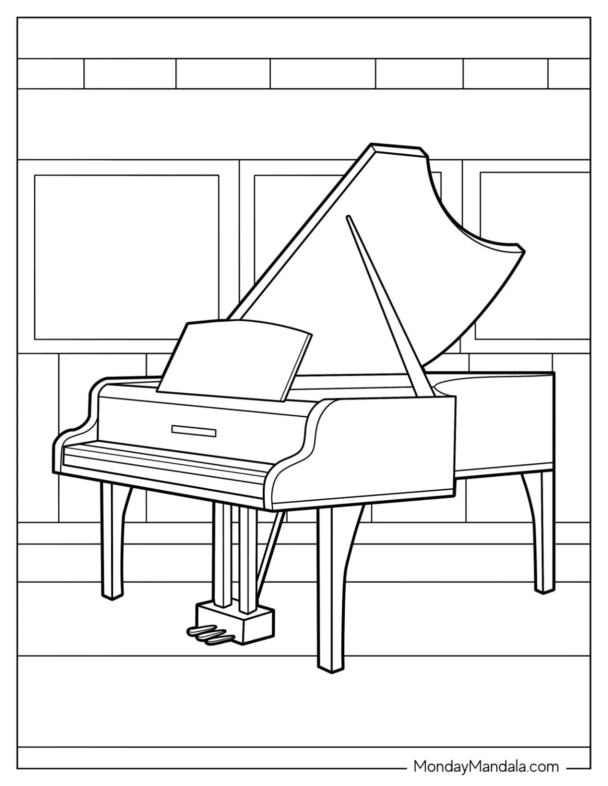 Music Coloring Page Of Easy Grand Piano Outline coloring page