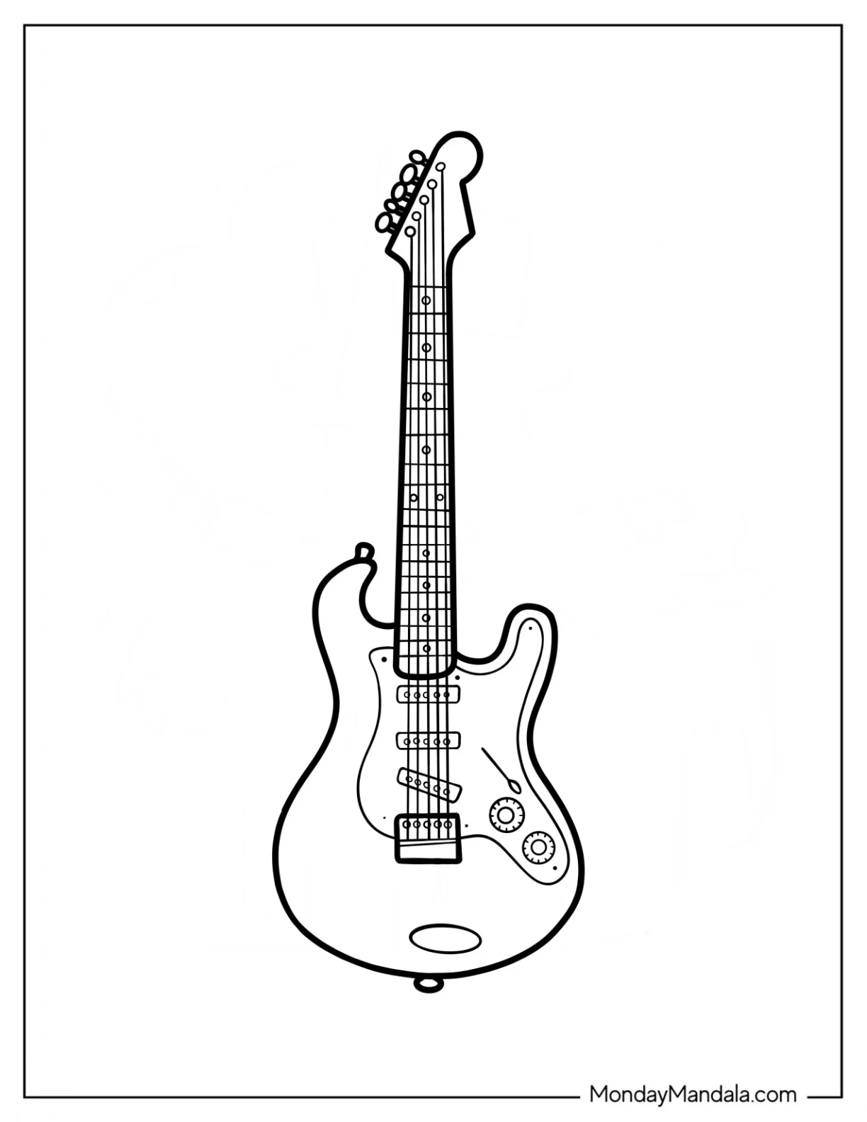 Music Coloring Page Of Electric Guitar Outline coloring page