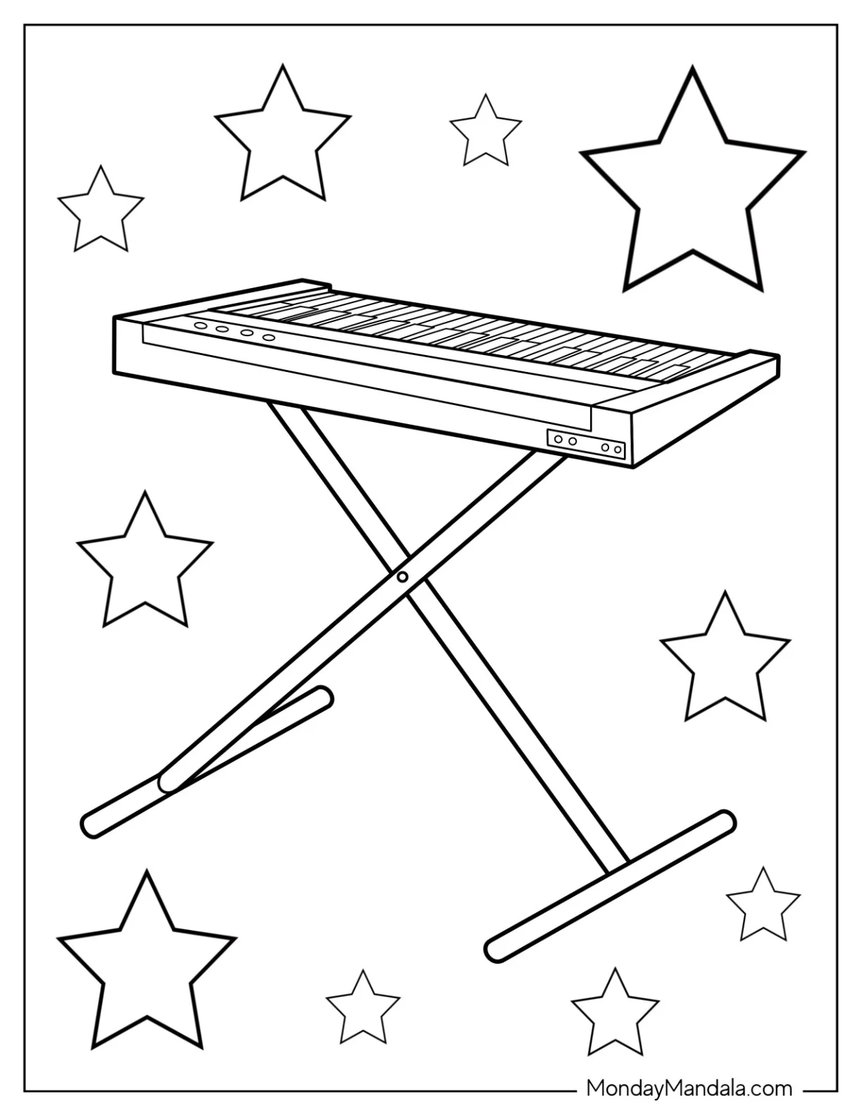 Music Coloring Page Of Organ Keyboard coloring page — printable line art