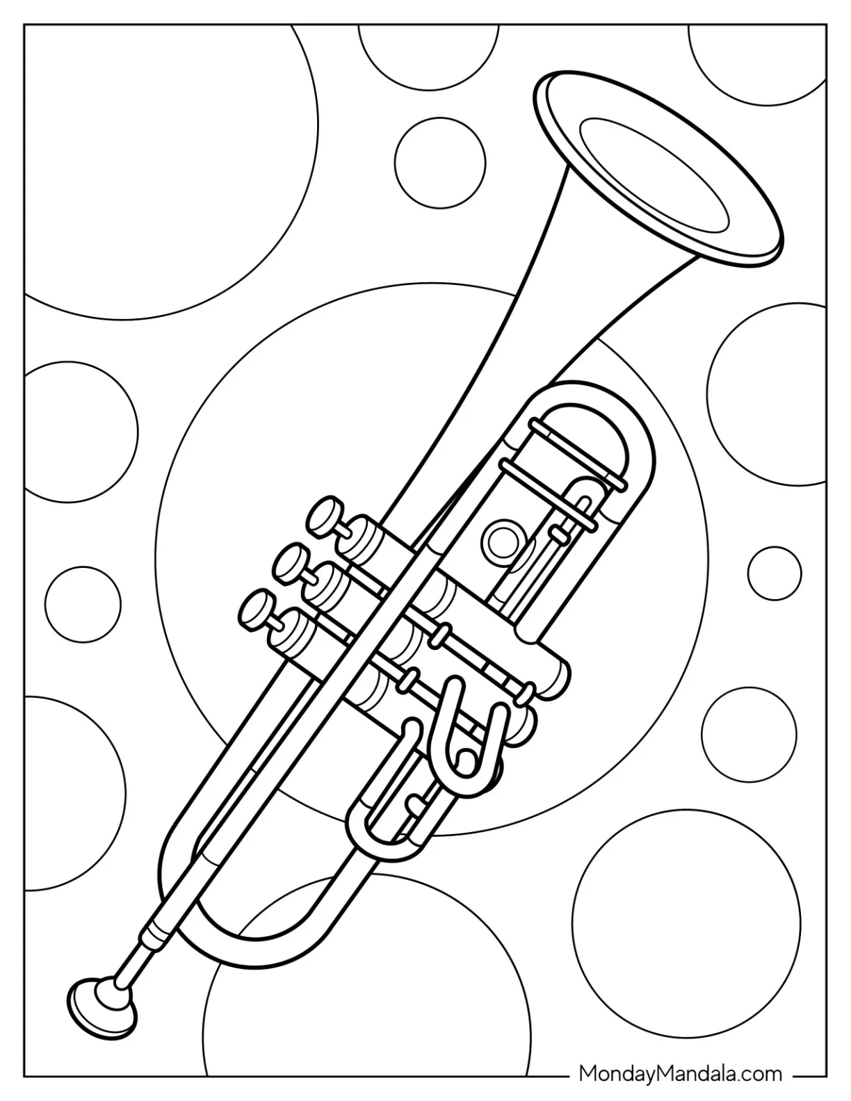 Music Coloring Page Of Realistic Trumpet coloring page
