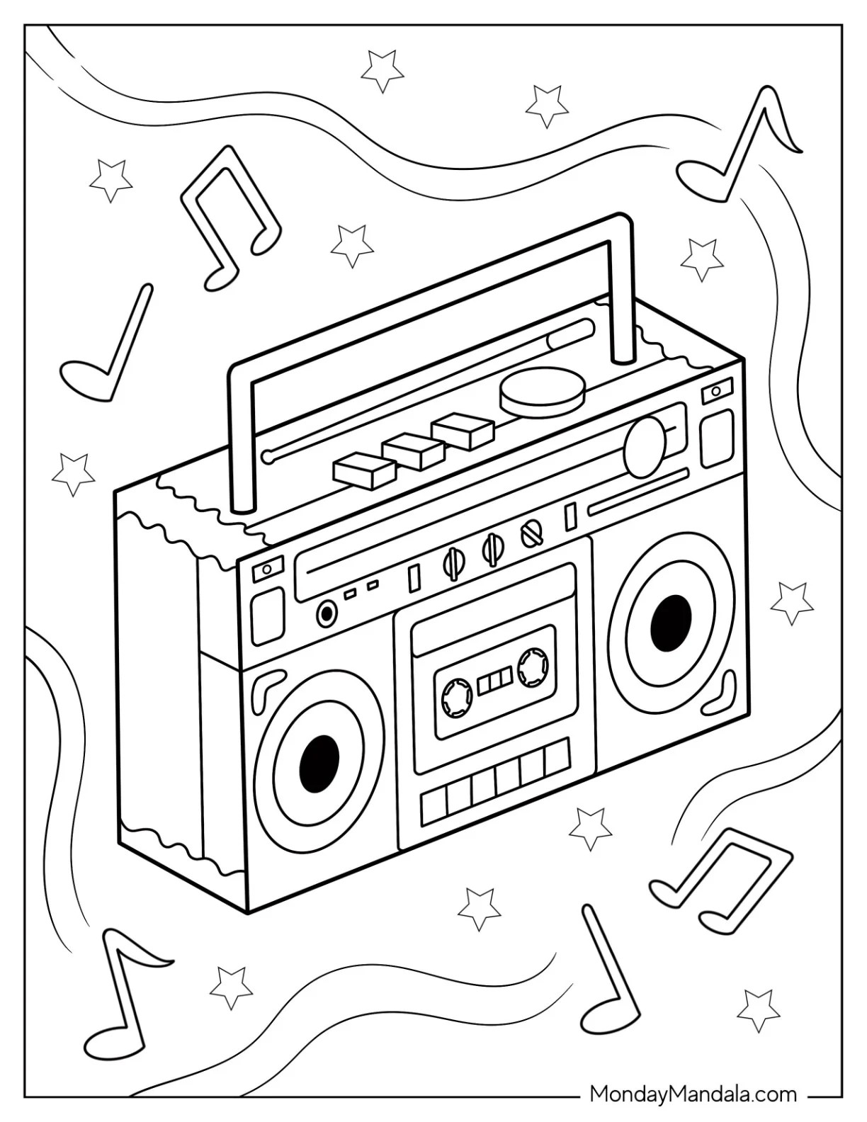 Music Coloring Page Of Vintage Boom Box Coloring Page coloring page