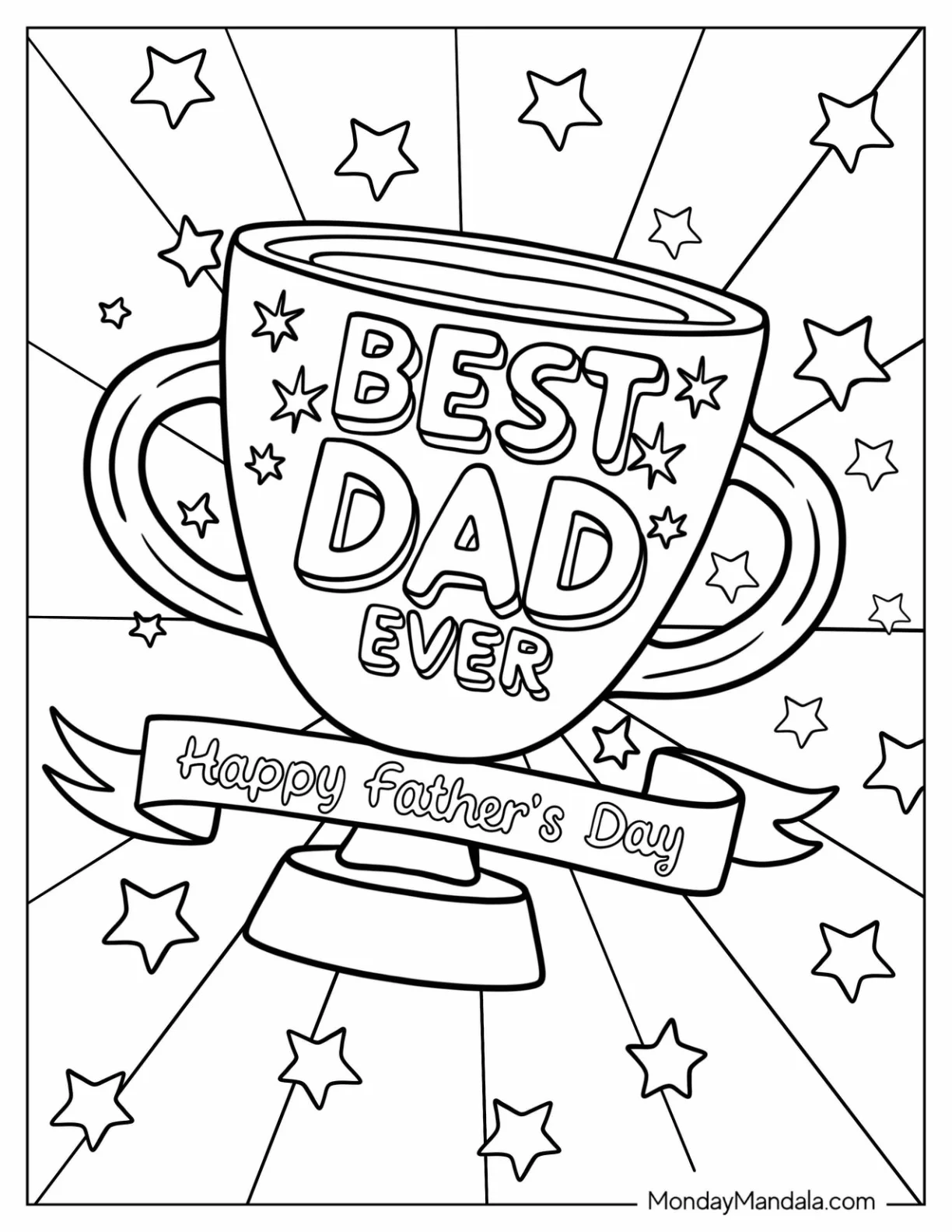 Father's Day Coloring Page Of Best Dad Ever Trophy coloring page