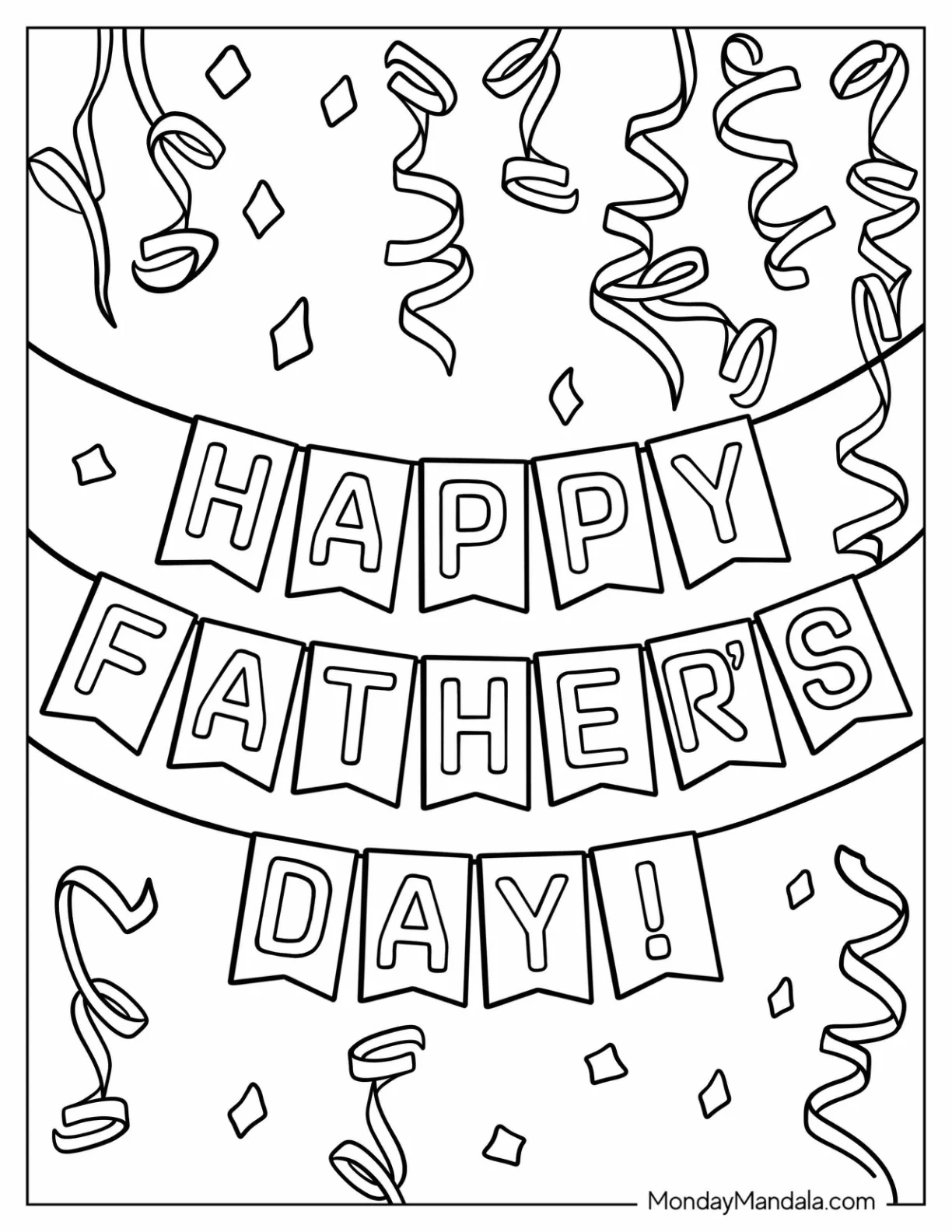 Happy Father's Day Coloring Page Of Banner coloring page