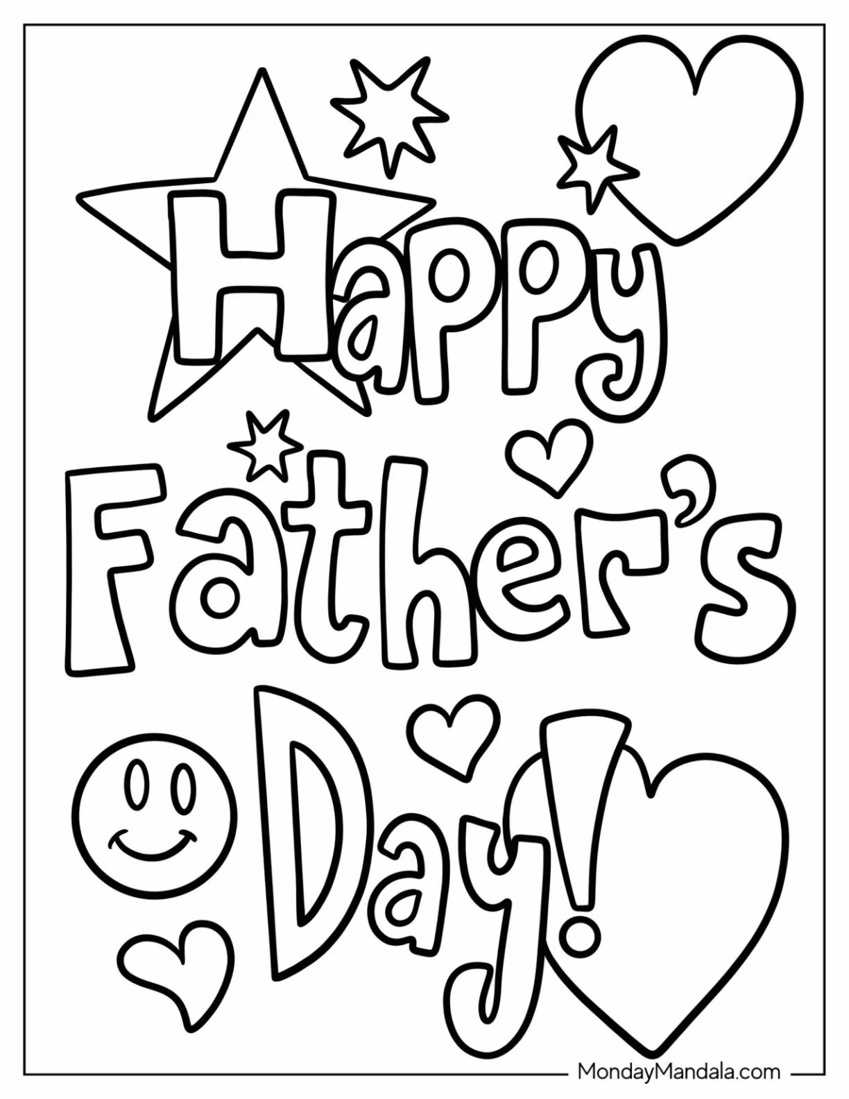 Simple Father's Day Coloring Page Of Words For Kids coloring page