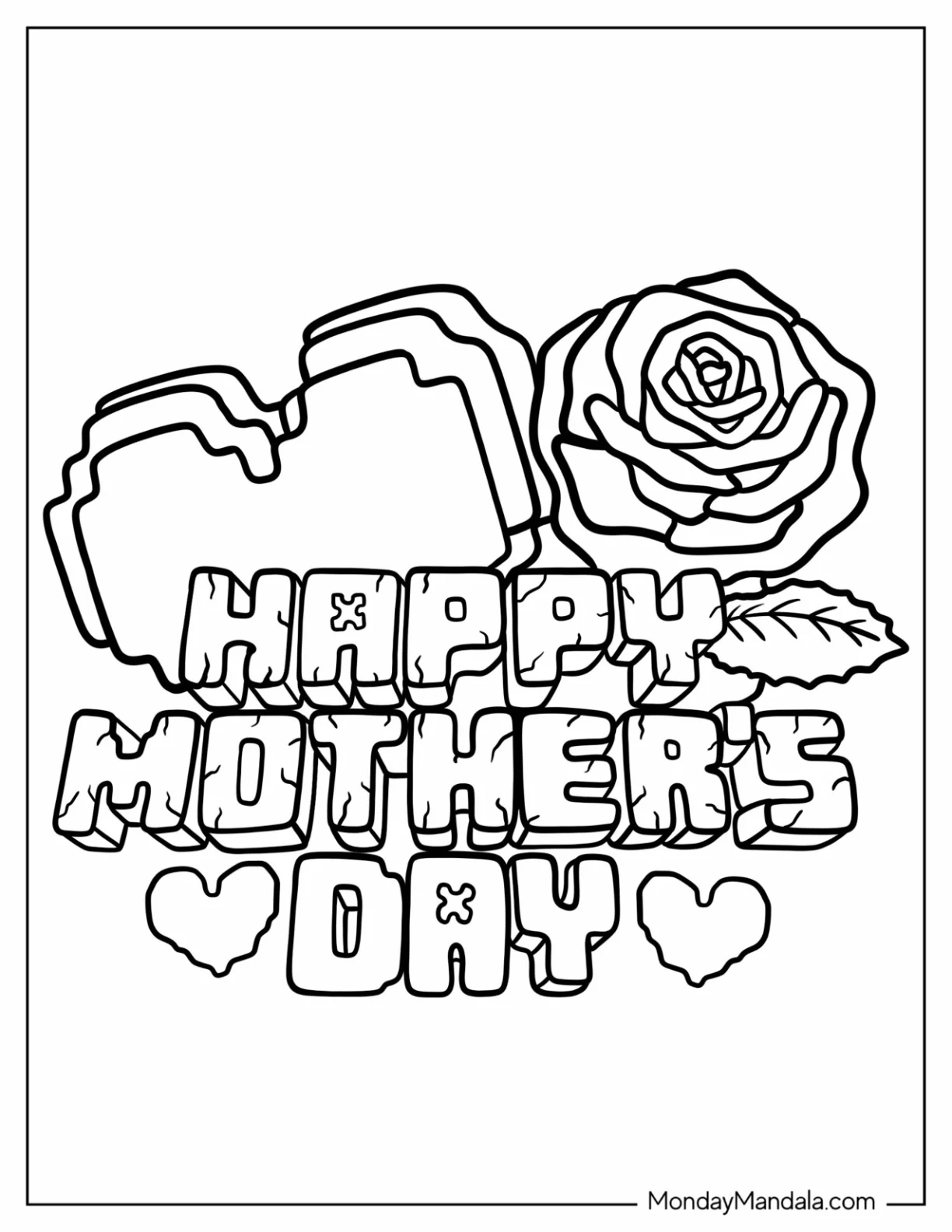 Stone Age Theme Happy Mother's Day Coloring Page coloring page — printable line art