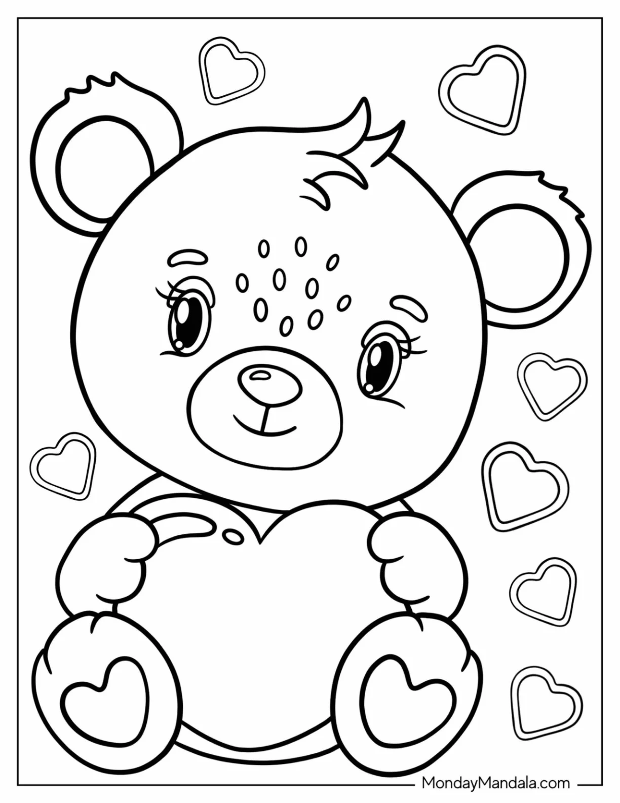 Valentine's Day Coloring Page Of Kawaii Koala Holding Heart coloring page