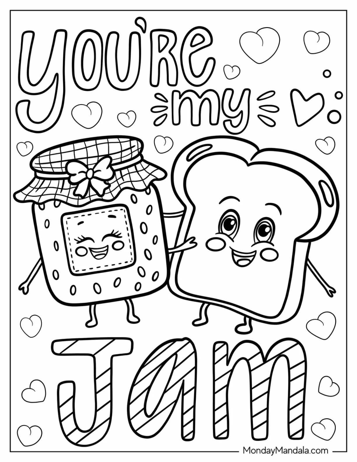 You re My Jam Words With Bread And Jar Of Jam coloring page
