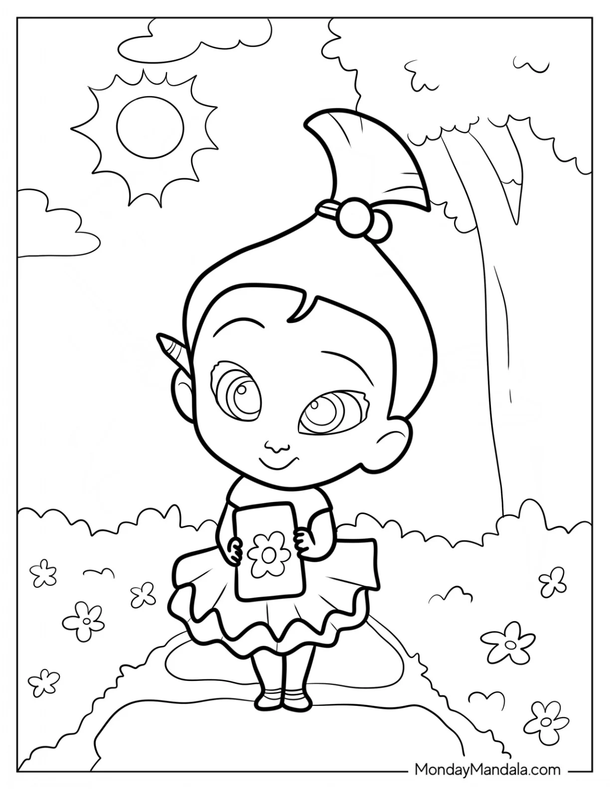 Adorable Staci In A Tutu Boss Baby Coloring Page For Preschoolers coloring page