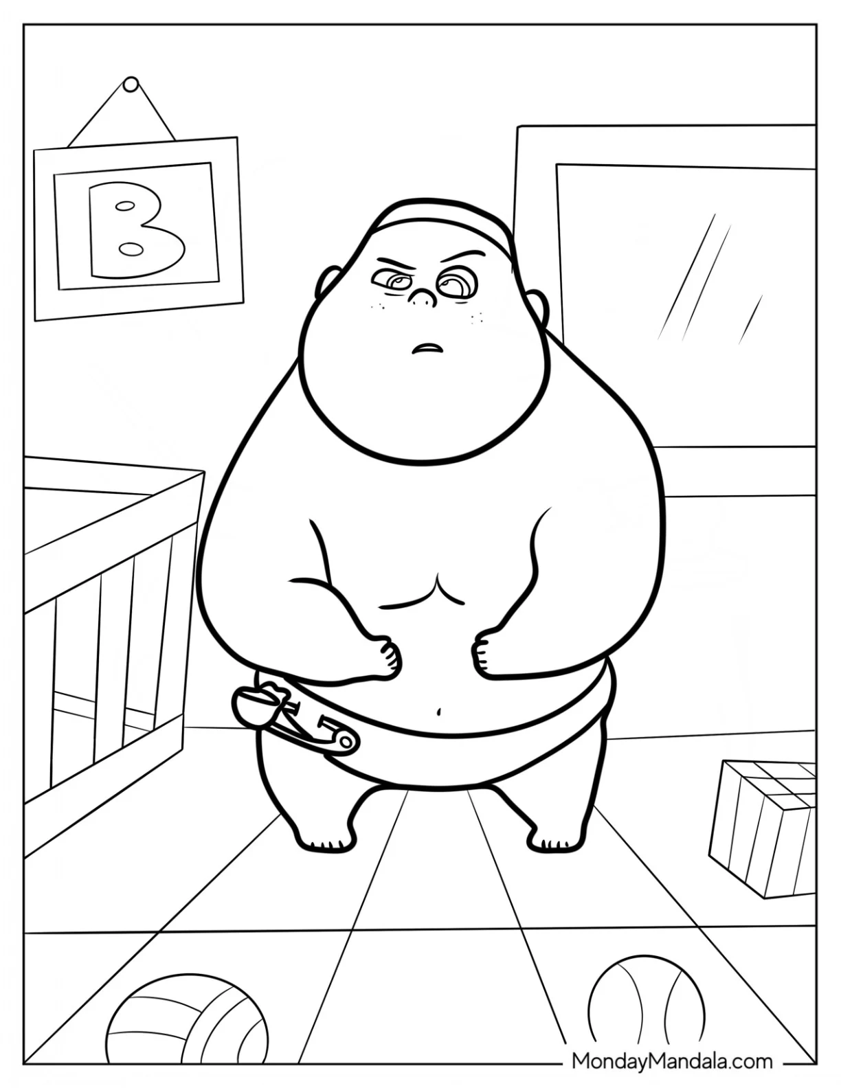 Boss Baby Coloring Page Of Jimbo Flexing Muscles In Nursery coloring page