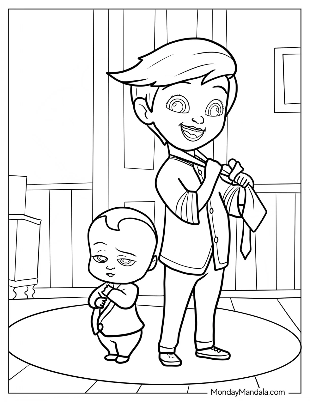 Boss Baby Coloring Page Of Tim And Ted Templeton Putting On Neckties coloring page