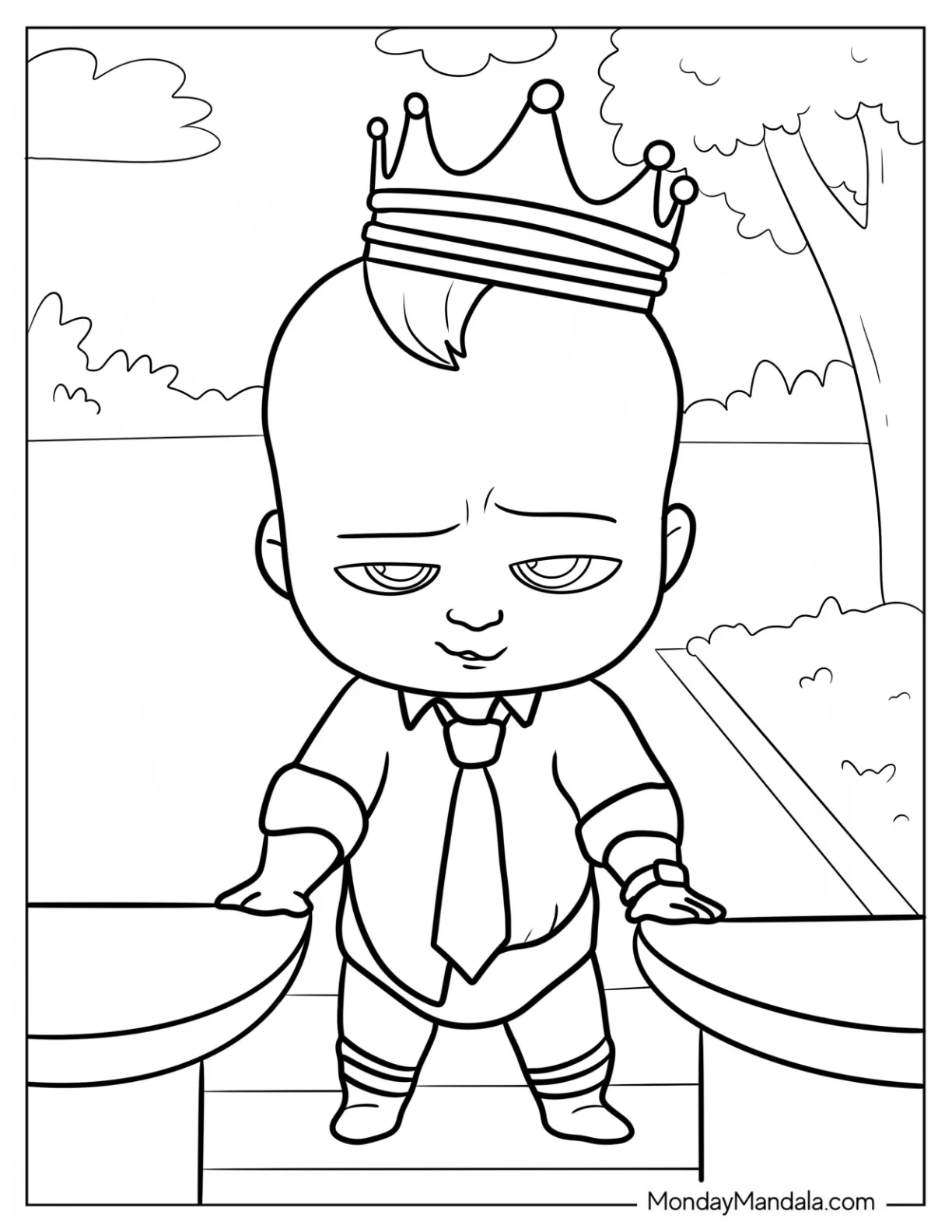 Ted Templeton Boss Baby Coloring Page Wearing Crown For Kids coloring page
