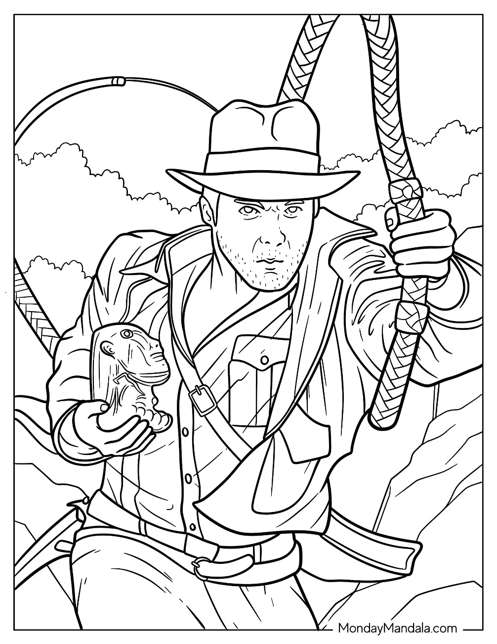 Indiana Jones Coloring Page Running Away With Artifact coloring page