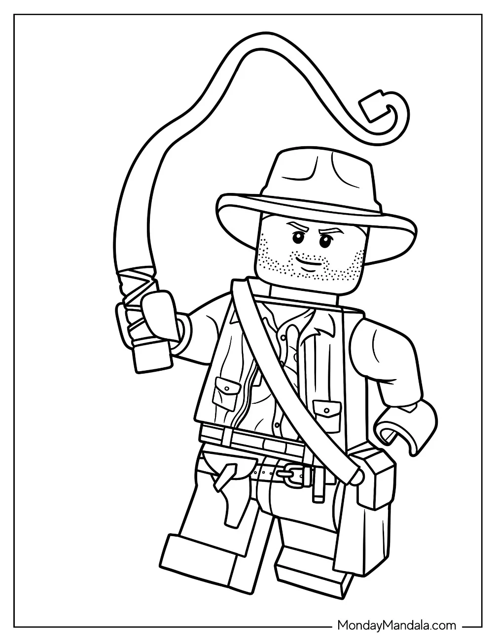 Lego Indiana Jones Coloring Page With Bullwhip For Kids coloring page