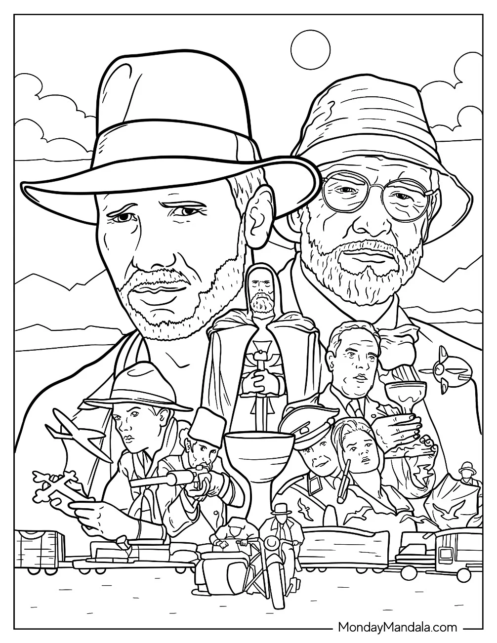 Realistic Indiana Jones Coloring Page and the Last Crusade coloring page