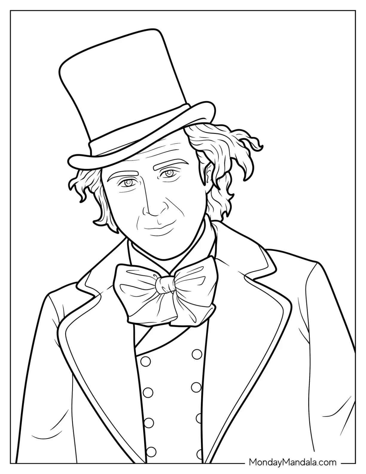 Gene Wilder As Willy Wonka Coloring Page coloring page