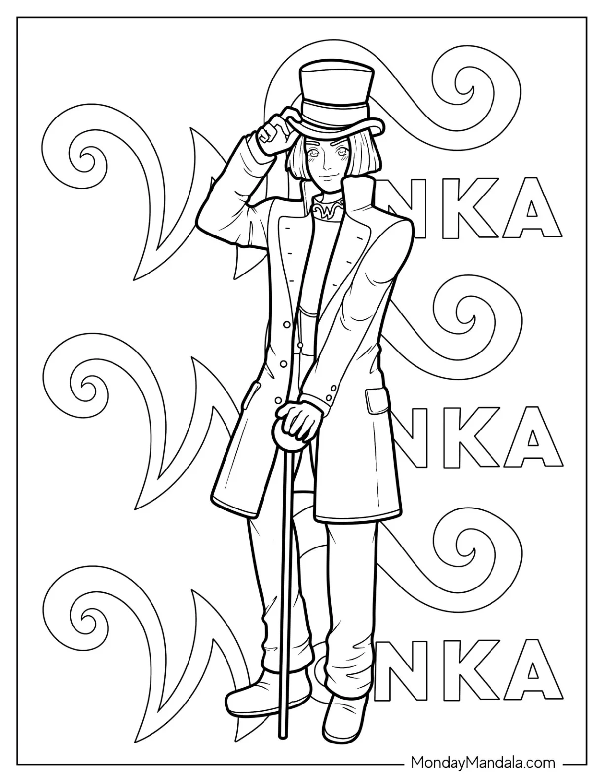 Kawaii Willy Wonka Coloring Page Anime For Kids coloring page