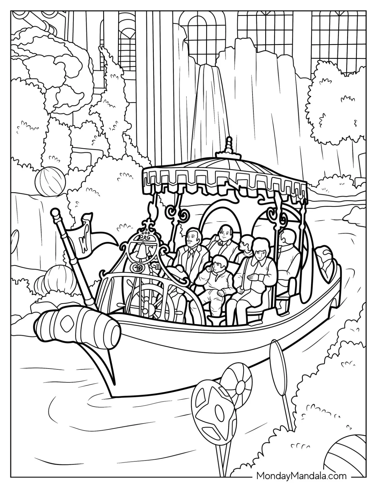 Willy Wonka Coloring Page Cruise Along The Chocolate River With Children coloring page
