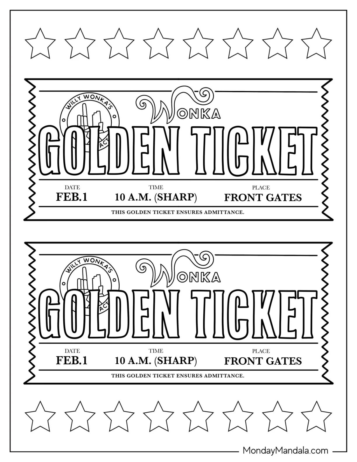 Willy Wonka Coloring Page Of Charlie And The Chocolate Factory Golden Ticket coloring page