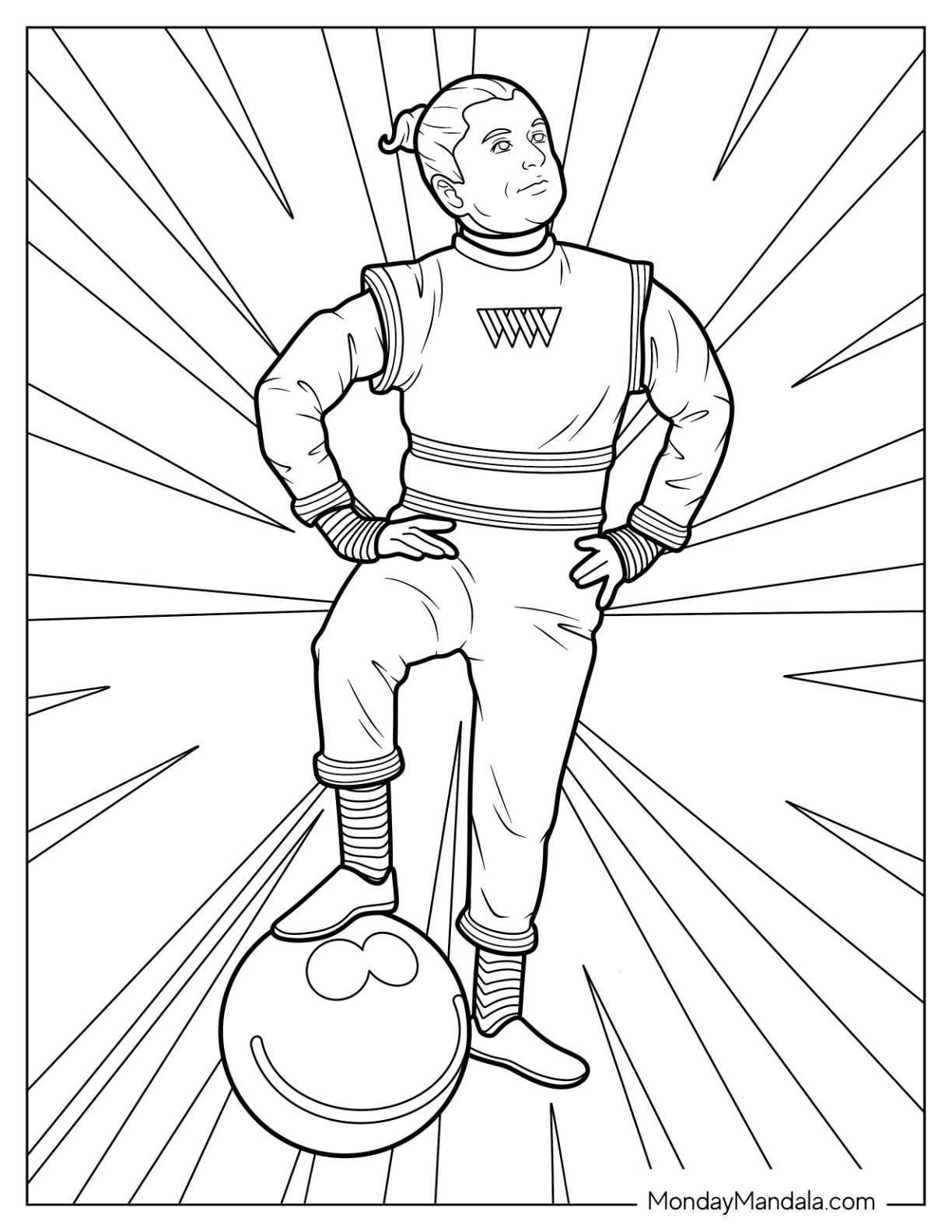 Willy Wonka Coloring Page Of Oompa Loompa With One Foot On A Ball coloring page