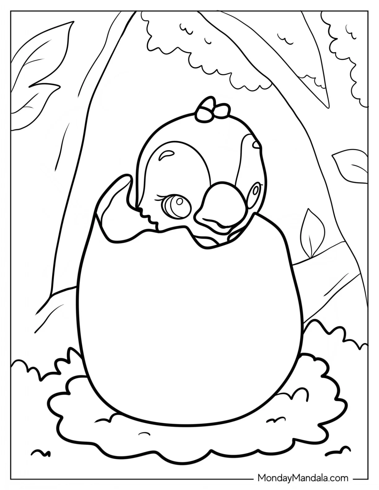 Hatchimals Coloring Page Baby Bird Peeking Out Of Egg coloring page
