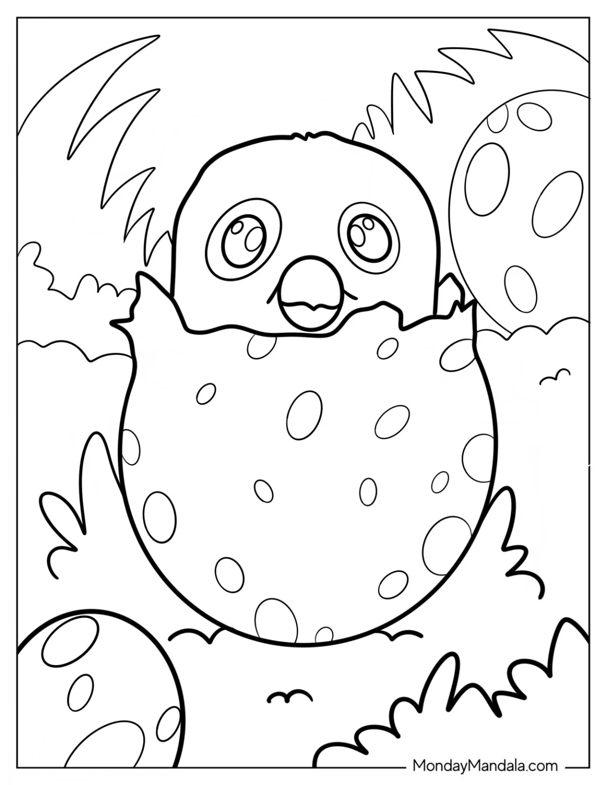 Hatchimals Coloring Page Draggle Hatching From Egg coloring page — printable line art