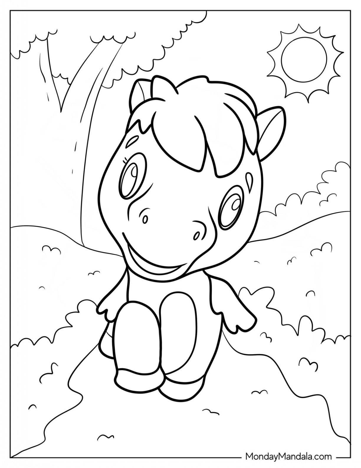 Hatchimals Coloring Page Farm Horse On The Grass coloring page