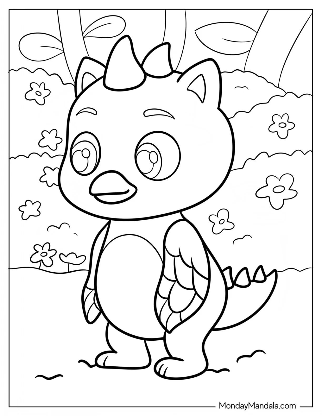 Hatchimals Coloring Page Of Draggle In Hatchtopia For Kids coloring page — printable line art