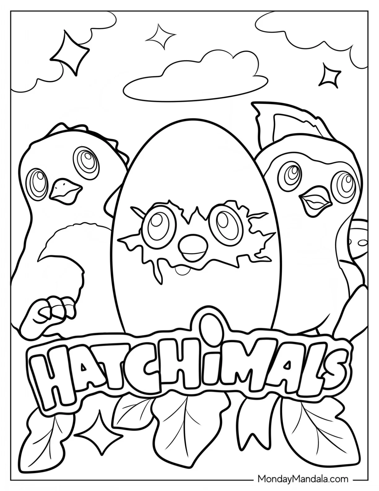 Penguin Hatchimals Coloring Page With Egg In The Middle coloring page