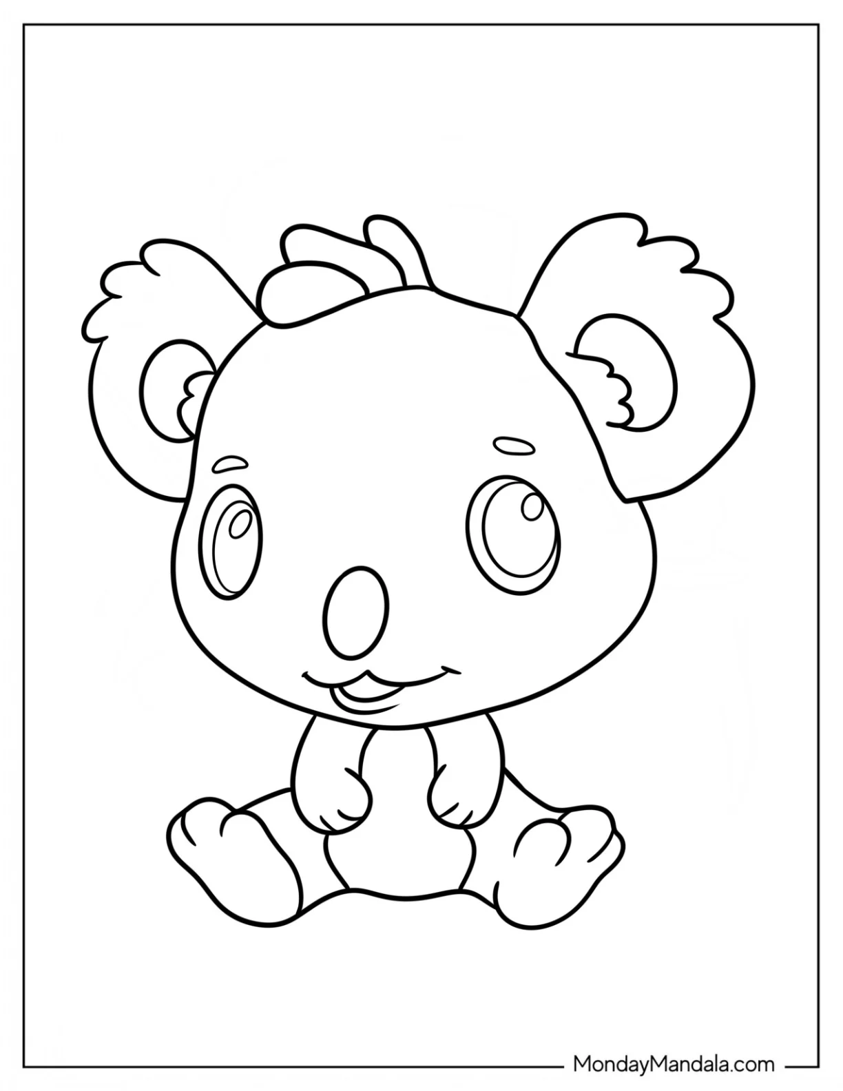Simple Hatchimals Coloring Page Koala For Preschoolers coloring page