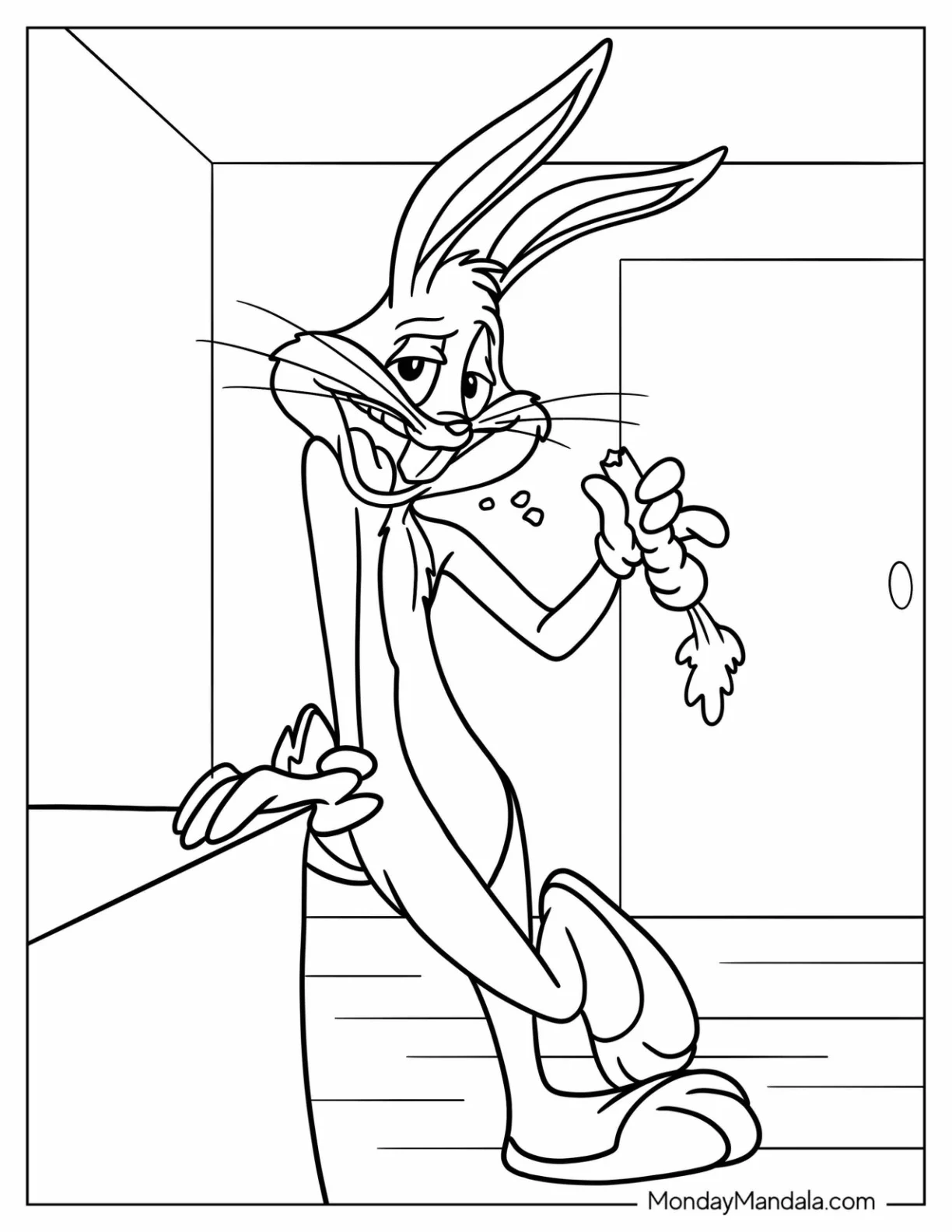 Bugs Bunny Coloring Page Chewing On Carrot coloring page