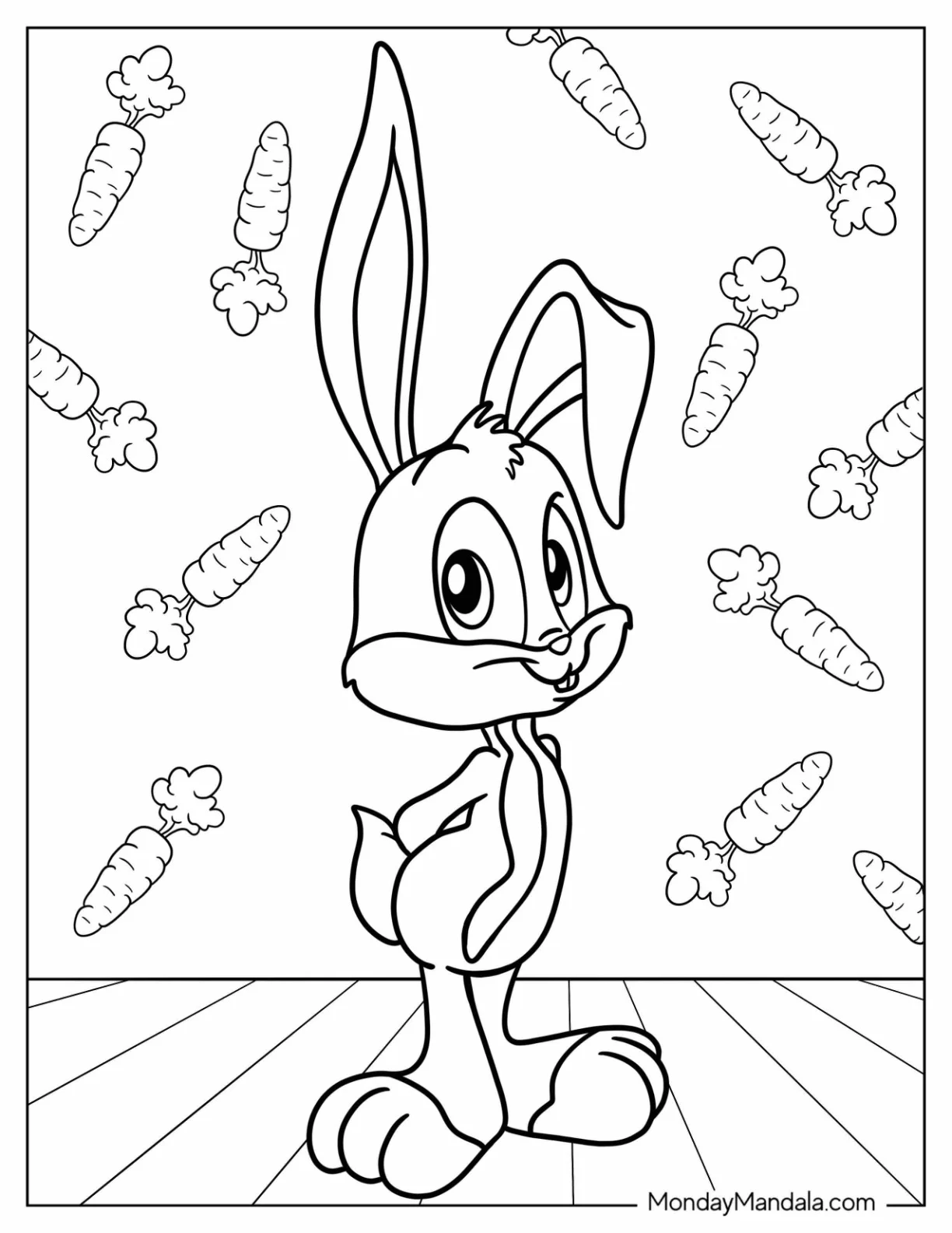 Kawaii Chibi Bugs Bunny Coloring Page For Preschoolers coloring page