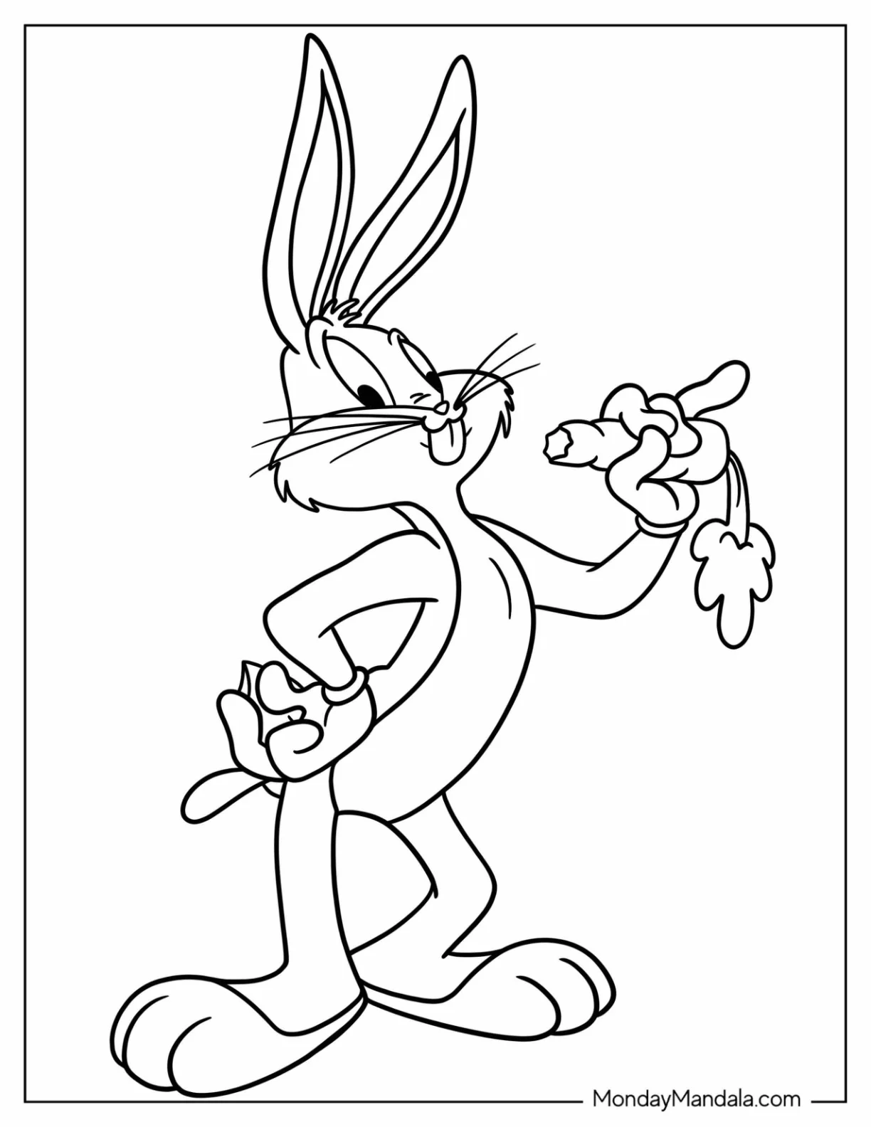 Simple Bugs Bunny Coloring Page With Carrot For Preschoolers coloring page