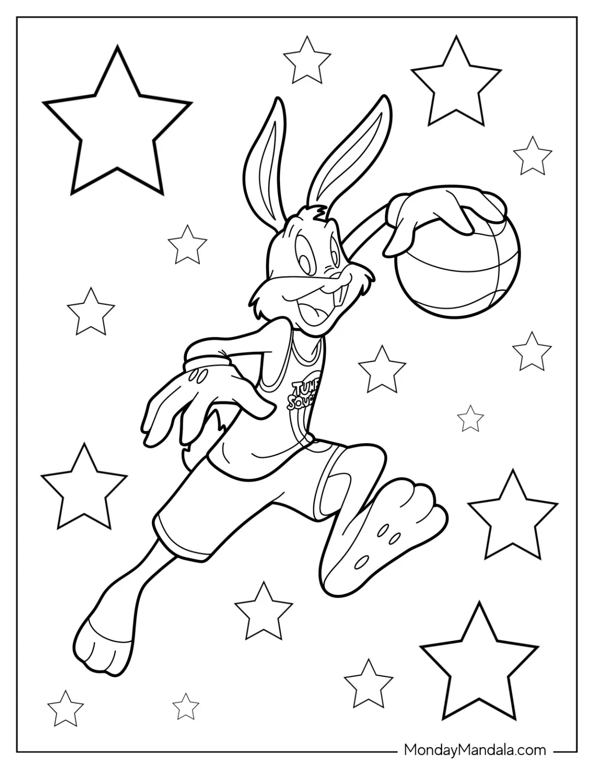 Bugs Bunny Dribbling Ball Coloring Page coloring page
