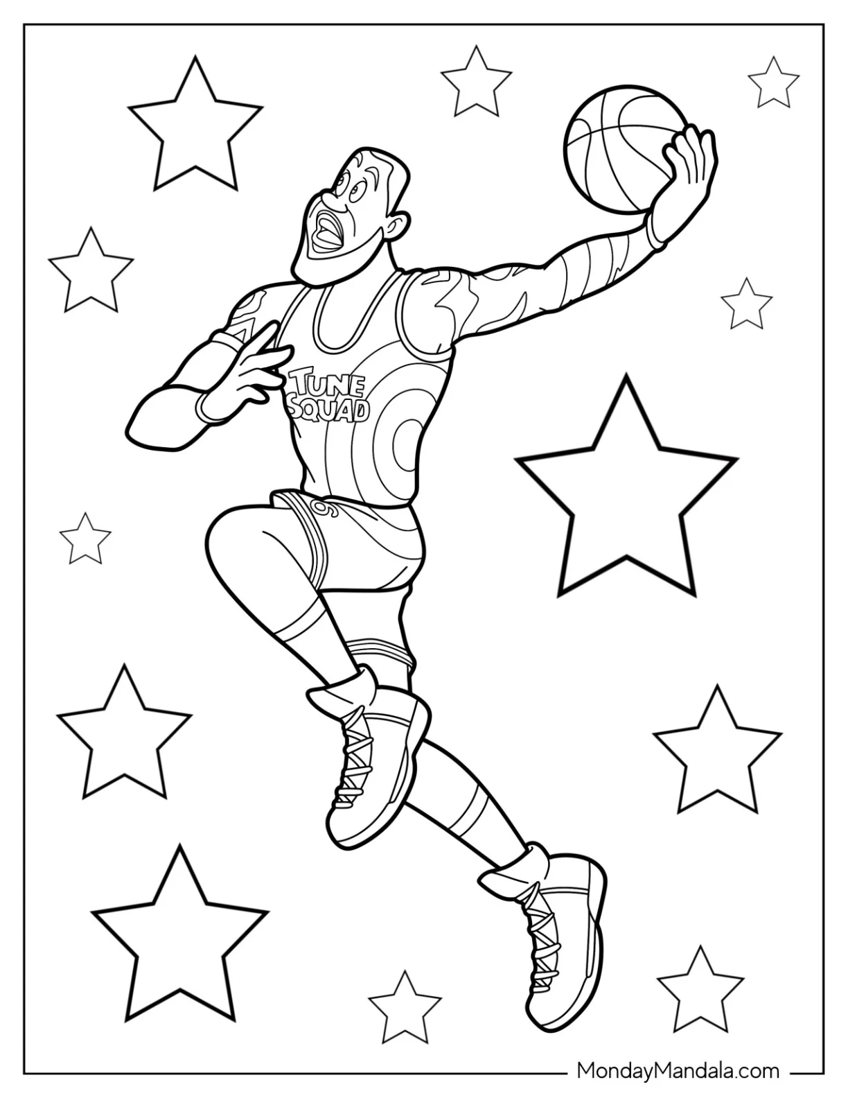 Cartoon LeBron James In Space Jam Coloring Page coloring page
