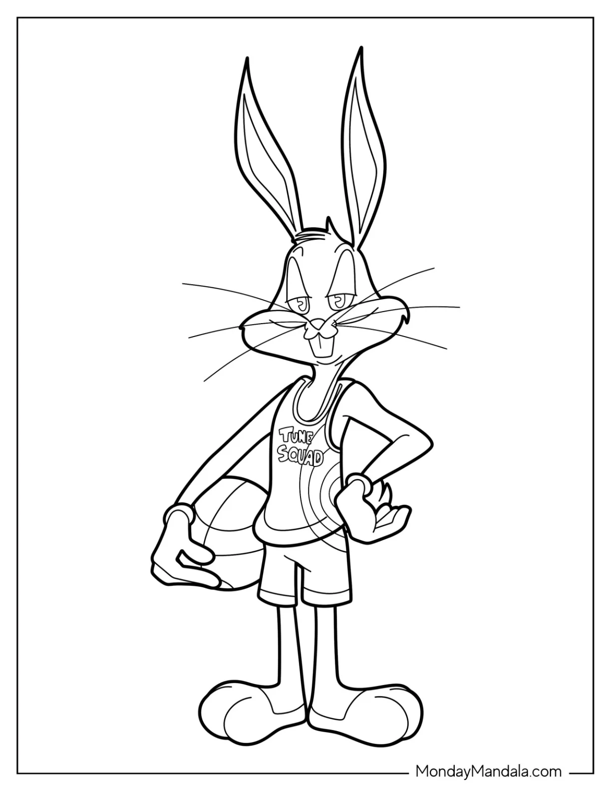 Cute Bugs Bunny In Tune Squad Jersey Coloring Page For Kids coloring page