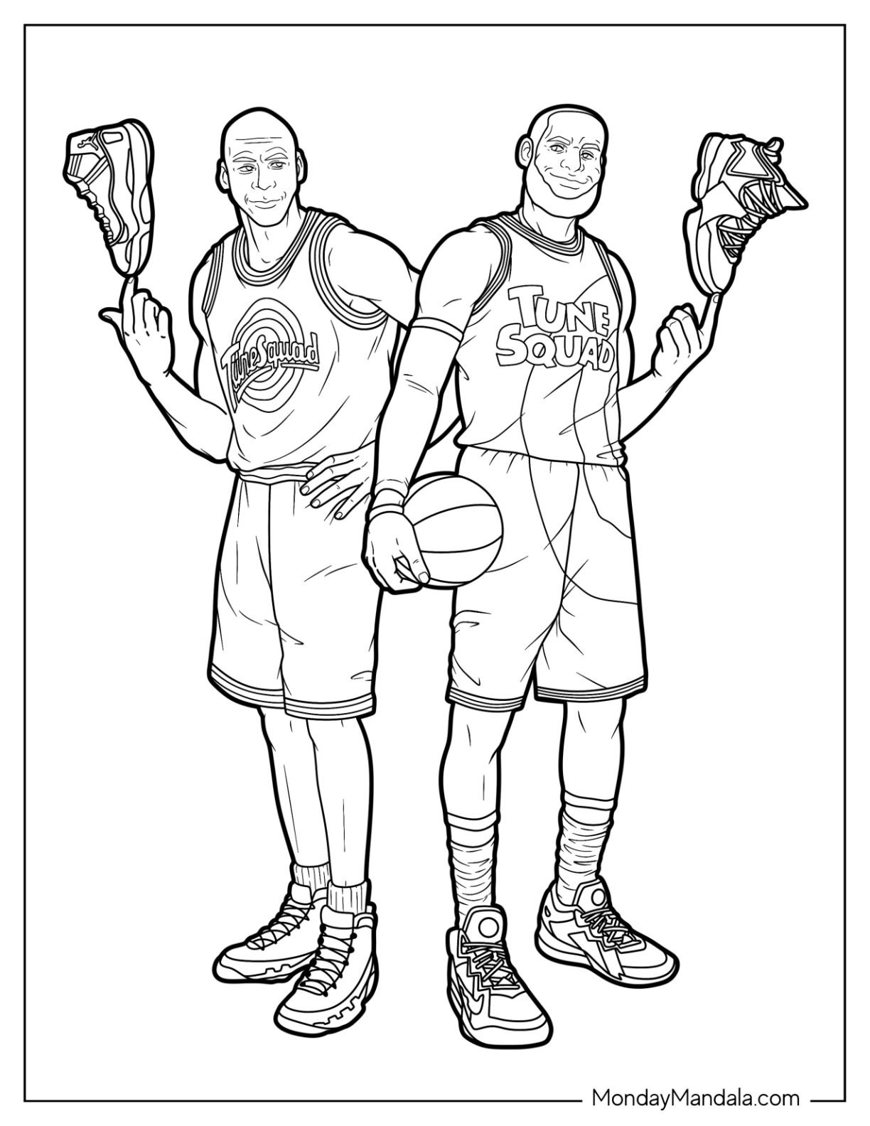 Realistic Tune Squad Michael Jordan And LeBron James Coloring Page coloring page