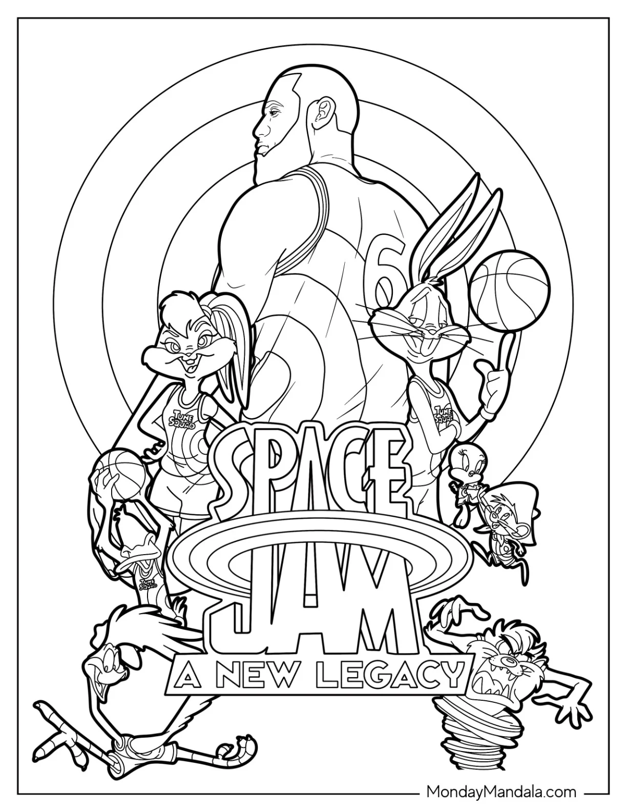 Space Jam A New Legacy With LeBron James Coloring Page coloring page