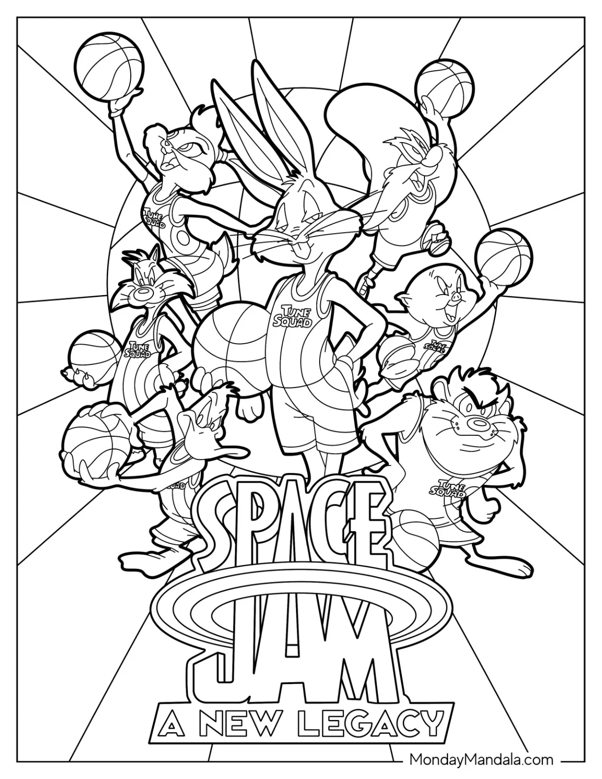 Space Jam Tune Squad Poster Coloring Sheet coloring page