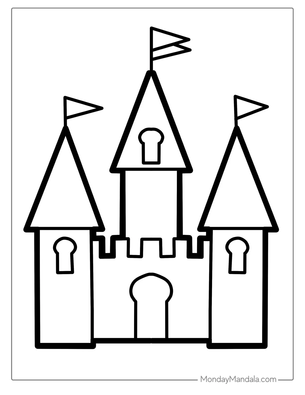 Outline Of Castle Coloring Page For Preschoolers coloring page