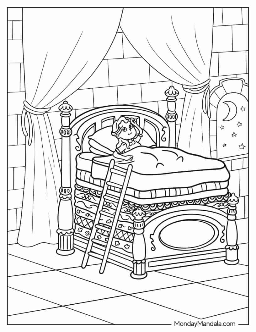 Coloring Sheet Of Princess And The Pea coloring page