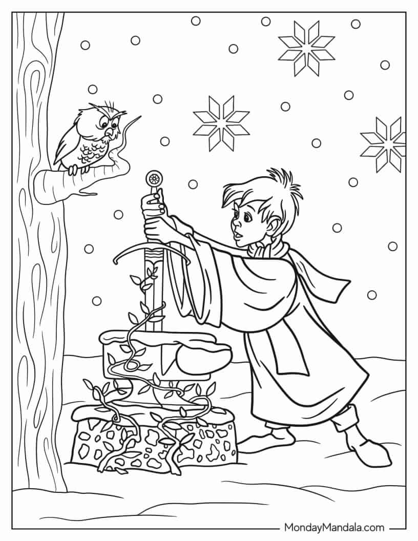 King Arthur In The Sword In The Stone coloring page