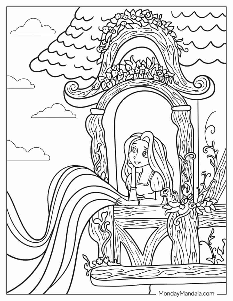 Tangled Rapunzel Coloring Page For Kids coloring page
