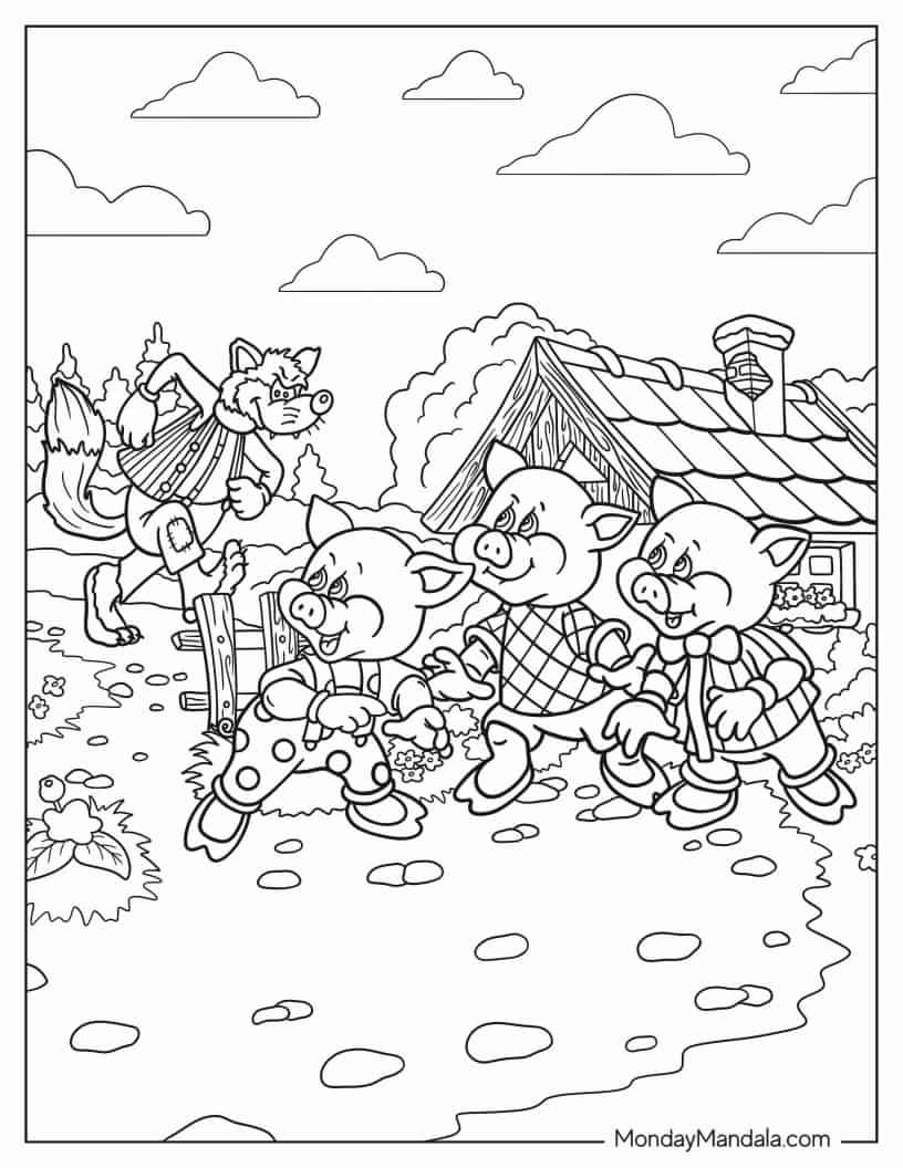 The Three Little Pigs Coloring Sheet coloring page