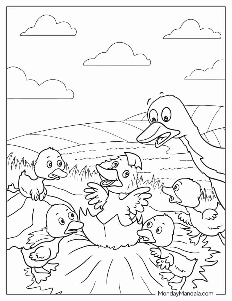 The Ugly Duckling Coloring In For Preschoolers coloring page