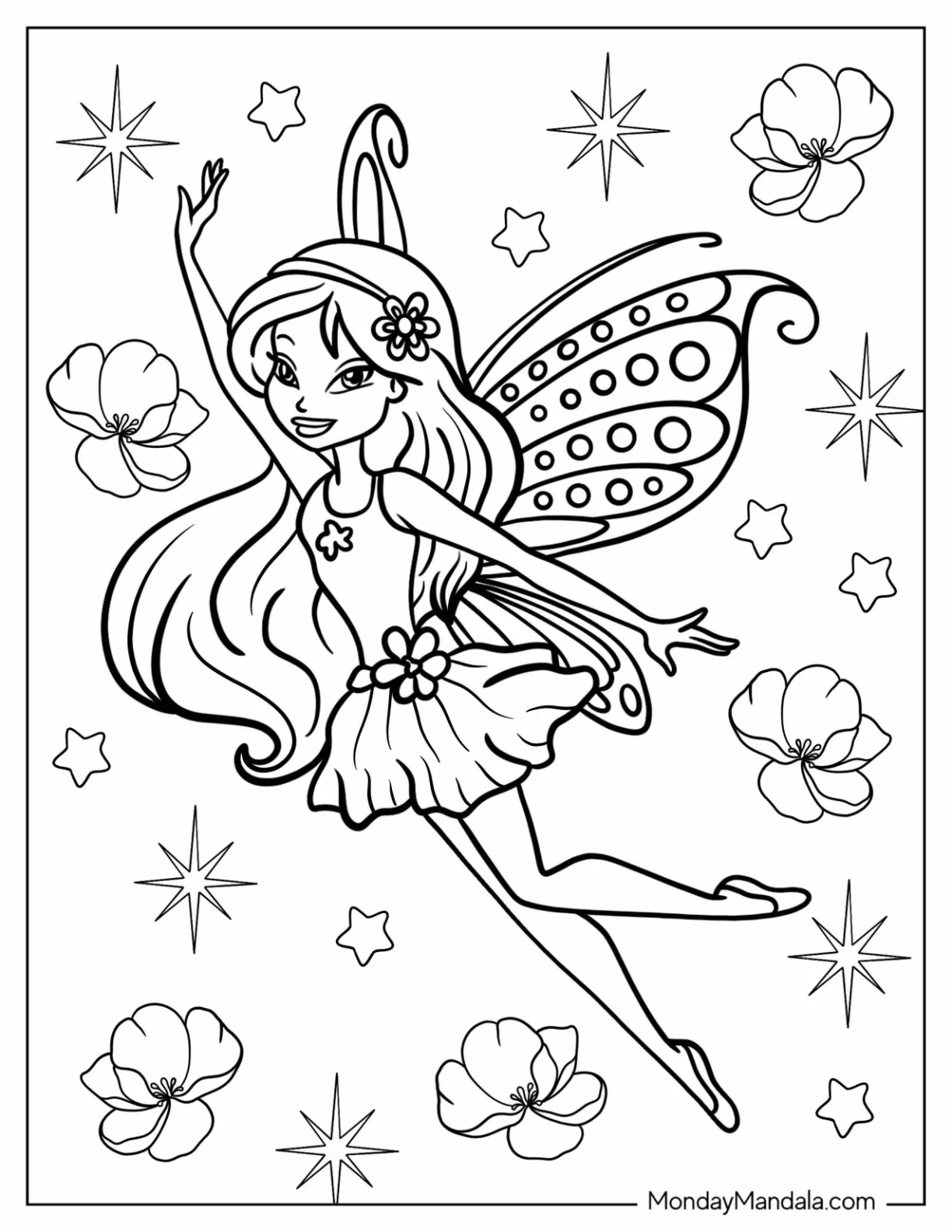 Kawaii Fairy Coloring Page Dancing In The Air coloring page — printable line art