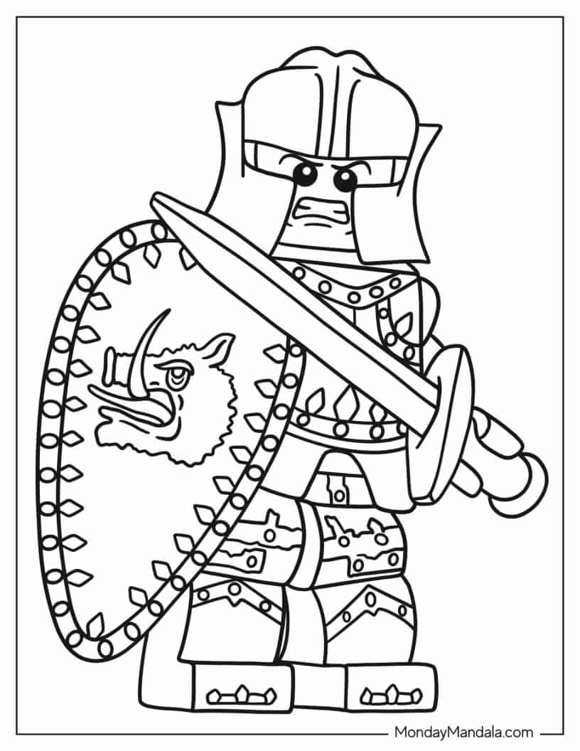 Coloring Sheet Of Lego Knight For Kids coloring page — printable line art